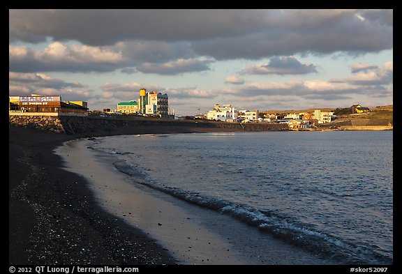 Black sand beach, Seongsang Ilchulbong. Jeju Island, South Korea (color)