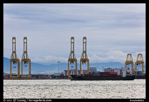 Port and container ship. George Town, Penang, Malaysia