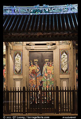 Temple doors by night. George Town, Penang, Malaysia