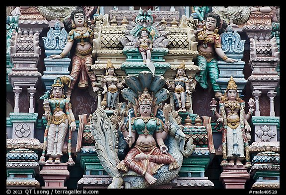 Detail of south indian temple tower. George Town, Penang, Malaysia