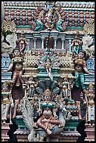 Sculpture on tower of hindu temple. George Town, Penang, Malaysia