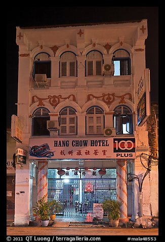 Chinatown hotel at night. George Town, Penang, Malaysia (color)