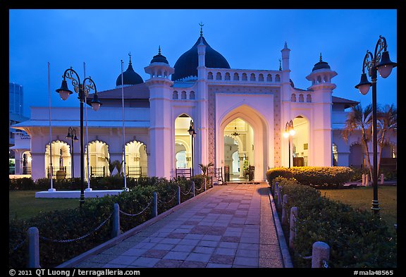 Masjid Kapitan Keling at twilight. George Town, Penang, Malaysia (color)