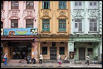 Row of old shophouses, Little India. Kuala Lumpur, Malaysia
