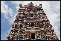 Polychromatic entrance of Sri Mahamariamman Temple. Kuala Lumpur, Malaysia (color)