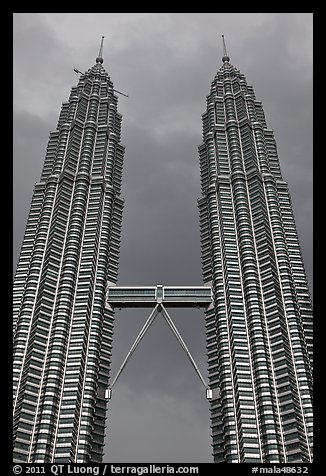 Twin Petronas Towers and Skybridge. Kuala Lumpur, Malaysia (color)