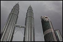 Petronas Towers under a dark sky. Kuala Lumpur, Malaysia (color)