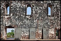 Church walls and tombstones, Bukit St Paul. Malacca City, Malaysia (color)