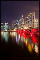 Bridge and city skyline at night. Singapore