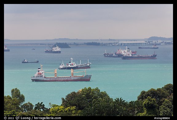 Large cargo ships, Singapore Strait. Singapore