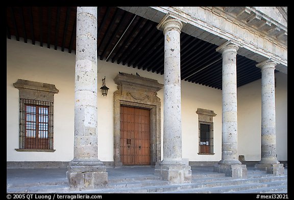 Exterior entrance porch of Hospicios de Cabanas. Guadalajara, Jalisco, Mexico (color)