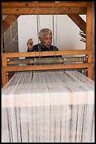 Man operating a weaving machine, Tlaquepaque. Jalisco, Mexico (color)