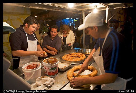 Street food stand by night, Tlaquepaque. Jalisco, Mexico (color)