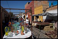 Stands in the sunday town-wide arts and crafts market, Tonala. Jalisco, Mexico (color)