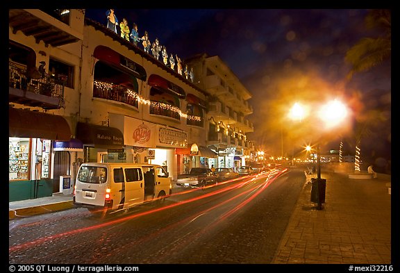 Malecon at night, Puerto Vallarta, Jalisco. Jalisco, Mexico (color)