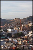 View of downtown with Temple of Fatina, morning. Zacatecas, Mexico