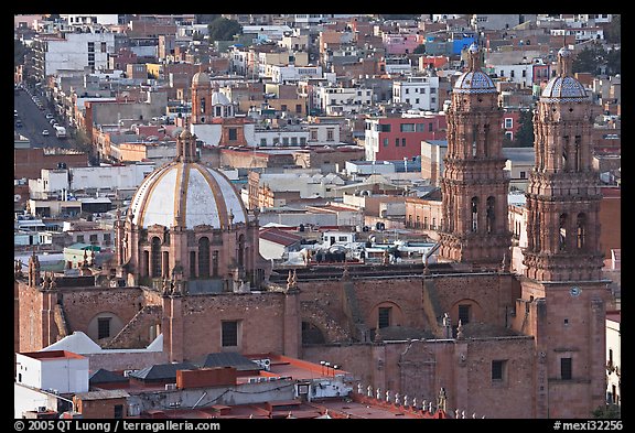 Catheral and rooftops. Zacatecas, Mexico (color)