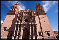 Facade of Cathdedral laced with Churrigueresque carvings, afternoon. Zacatecas, Mexico