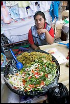 Woman and plater with typical vegetables. Guanajuato, Mexico