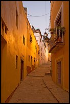 Steep callejone at dusk. Guanajuato, Mexico