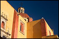 Walls and dome of San Roque church, early morning. Guanajuato, Mexico