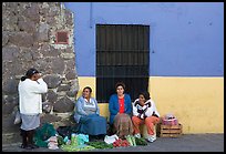 Women selling vegetables on the street. Guanajuato, Mexico (color)