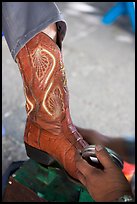 Mexican boot being polished. Guanajuato, Mexico