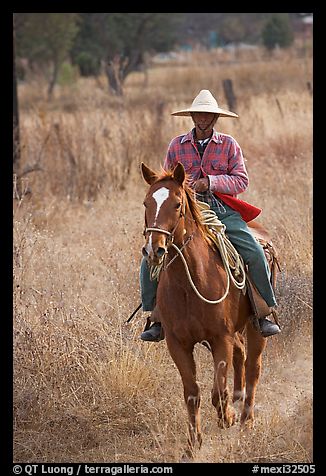 Man riding a horse. Mexico (color)