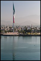 Largest Mexican flag sagging in early morning, Ensenada. Baja California, Mexico ( color)
