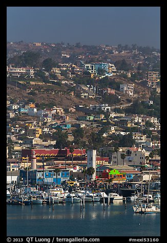 Harbor and hillside houses, Ensenada. Baja California, Mexico (color)