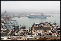 Harbor and cruise ship from above, Ensenada. Baja California, Mexico ( color)