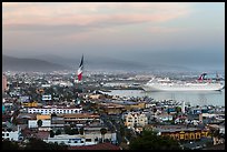 Ensenada harbor, and cruise ship at sunset. Baja California, Mexico ( color)