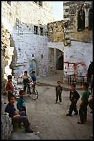 Group of children in old street, Hebron. West Bank, Occupied Territories (Israel)