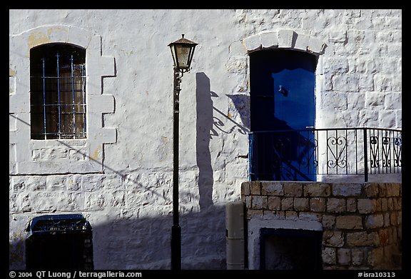 Blue door and windows, Synagogue Quarter, Safed (Tsfat). Israel (color)
