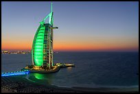 Burj Al Arab and Persian Gulf at sunset. United Arab Emirates ( color)