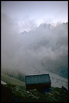 Alpine hut, which serves as a base for climbers. Alps, France ( color)