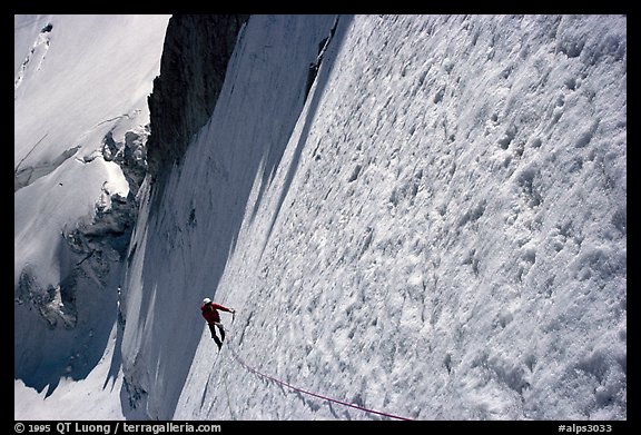 On the  North face of Tour Ronde, Mont-Blanc range, Alps, France.  (color)