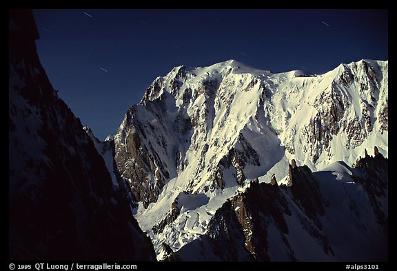 East Face of Mont-Blanc at night, Italy.