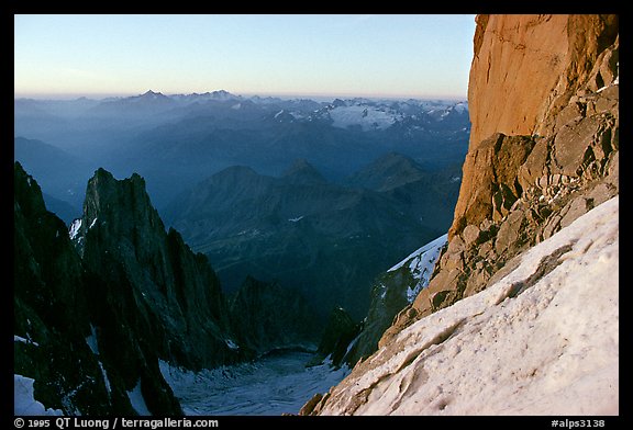 Base of the Central Pilar of Freney, Mont-Blanc, Italy.  (color)