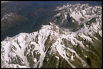 West face of Mont-Blanc photographed from a commercial airplane, Italy and France. (color)