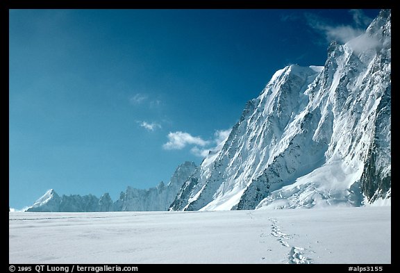 North faces of Les Droites and Les Courtes, seen from the Argentiere Glacier. Alps, France