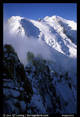 Cosmiques ridge, Tacul and Mont-Blanc. Alps, France (color)