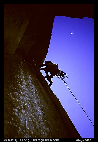 At dusk, the pitch before the final overhang. That's it ?. El Capitan, Yosemite, California (color)