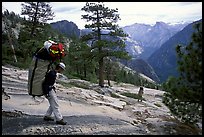 Going down the east ledges. El Capitan, Yosemite, California (color)