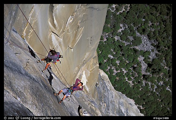 Climbing photographers at work. Yosemite, California (color)