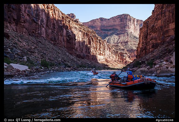 Rafts before rapids, Marble Canyon. Grand Canyon National Park, Arizona (color)