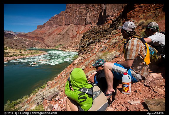 River runners spotting Hance Rapids. Grand Canyon National Park, Arizona (color)