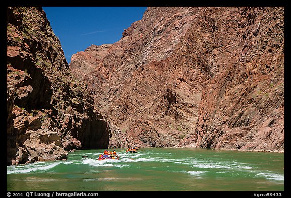 Rafts and rapids in Granite Gorge. Grand Canyon National Park, Arizona