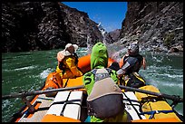 Oar-powered raft hits wave in rapids. Grand Canyon National Park, Arizona ( color)