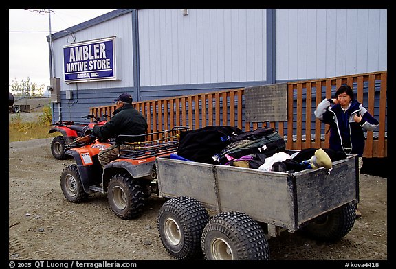 Gear transported in a trailer in the Eskimo village of Ambler. Kobuk Valley National Park, Alaska